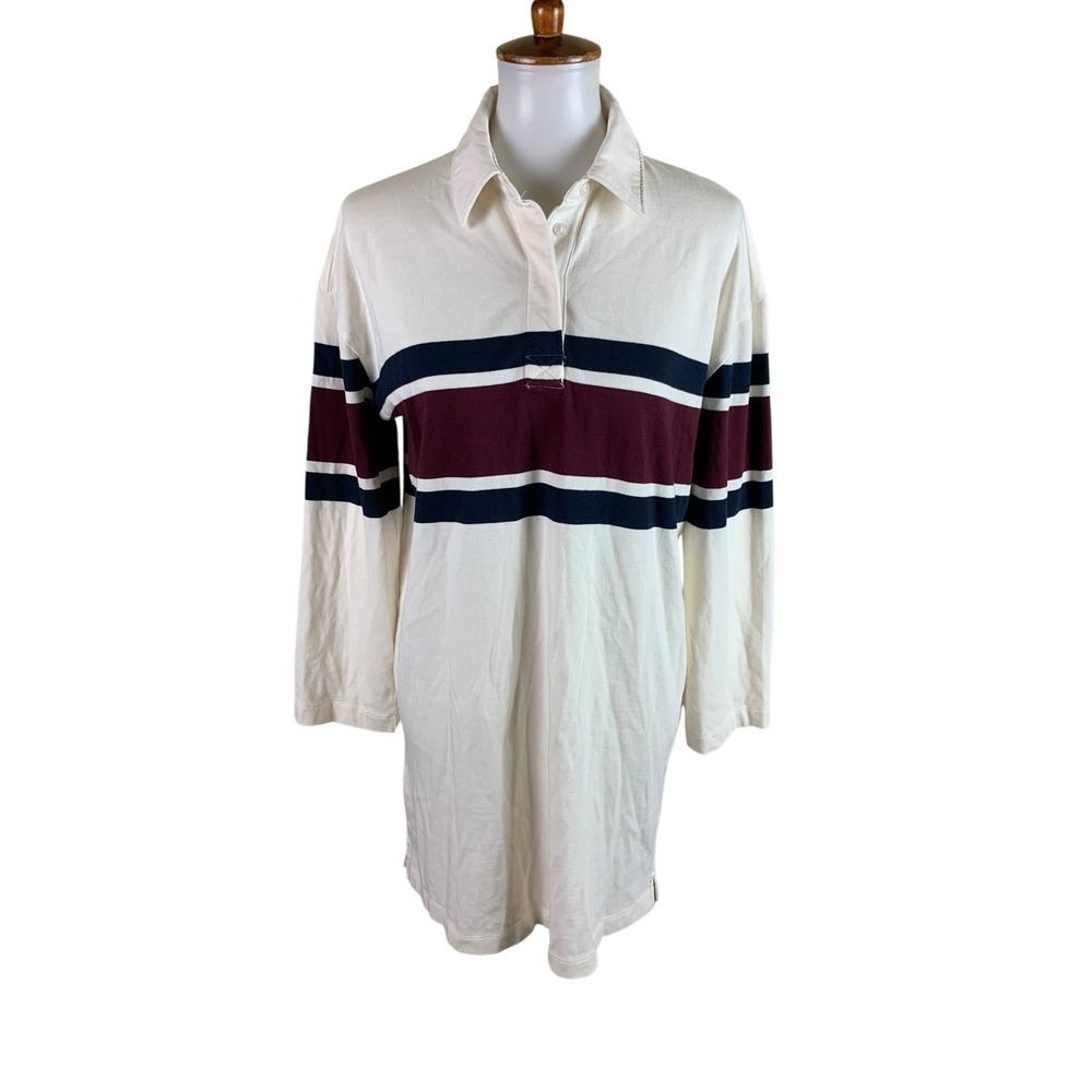 Abercrombie & Fitch Rugby Polo Dress Small White Striped Preppy Tennis Y2K